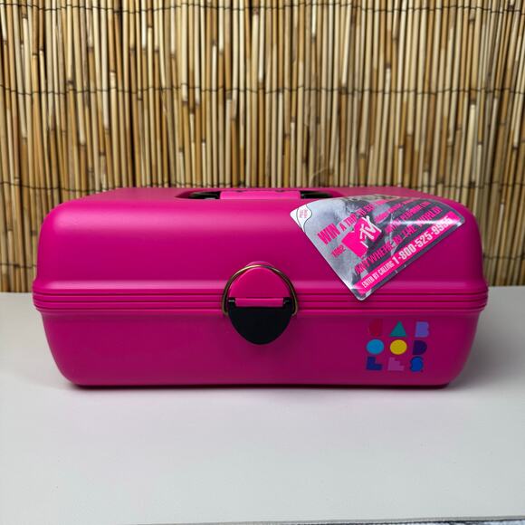 Vintage Caboodles Pink Cosmetic Case 90s Makeup Organizer Slide Trays - Picture 1 of 9